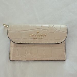 Kate Spade Beige Croc Embossed Card Holder